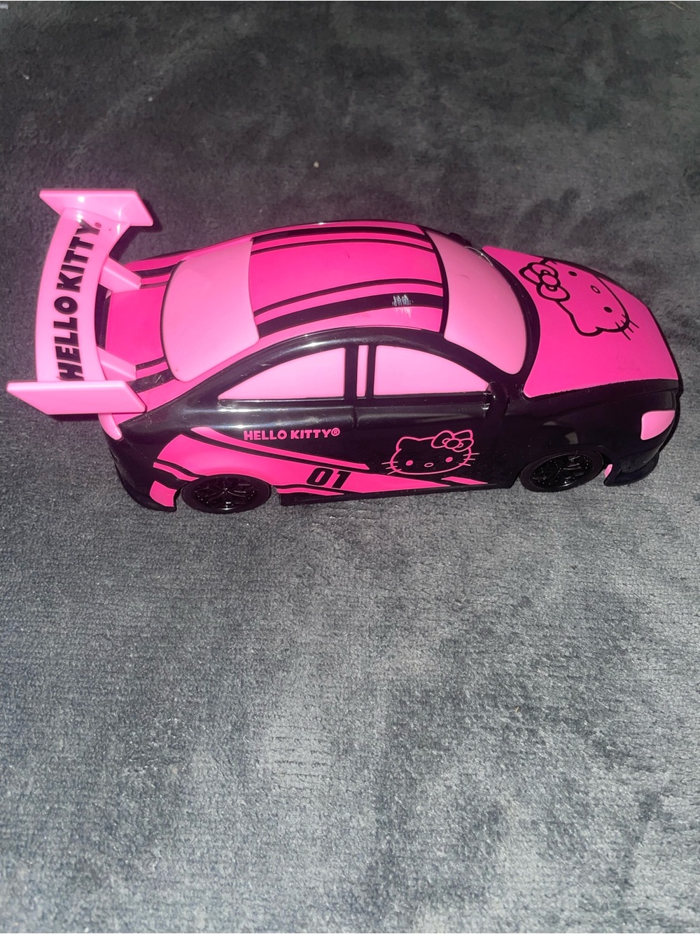 Hello Kitty Pink and Black Race Car Toy